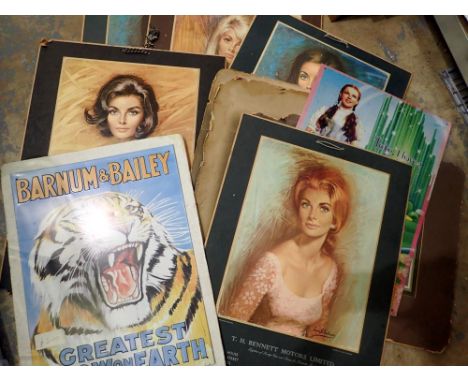 Plaques and vintage posters including Barnum and Bailey circus advert. Not available for in-house P&amp;P 
