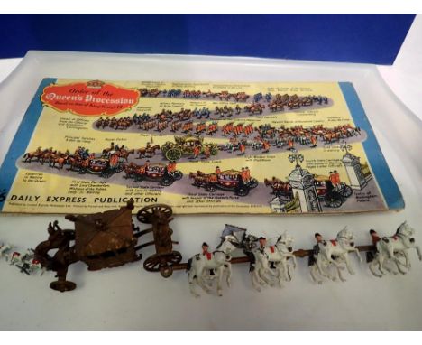 Mixed royalty items, including a Daily Express model of the Coronation coach. UK P&amp;P Group 3 (£30+VAT for the first lot a
