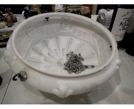 White glass ceiling light shade with chain. Not available for in-house P&amp;P 