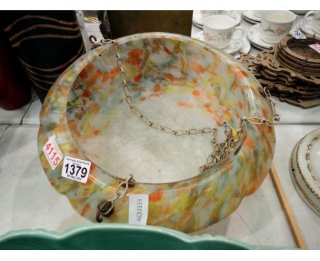 Circular glass ceiling light shade with chain. Not available for in-house P&amp;P 