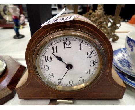 French inlaid mantel clock and a barometer. Not available for in-house P&amp;P 