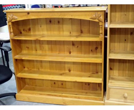 Four shelf pine bookcase, 122 x 28 x 122 cm H. Not available for in-house P&amp;P 