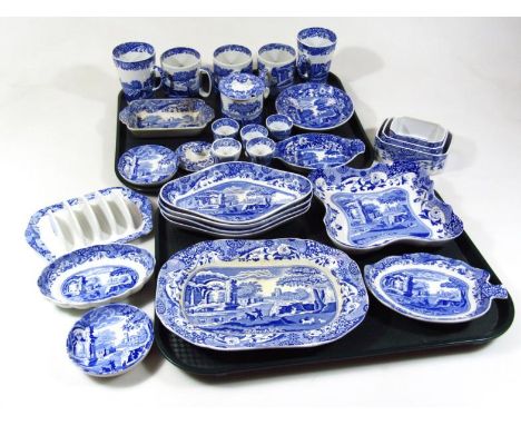 Various Copeland Spode Italian pattern wares, comprising four lozenge shaped dishes, open dish, 27cm wide, three mugs, leaf s