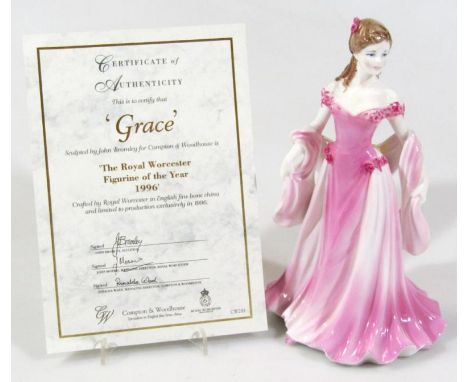 A Royal Worcester Figure of The Year, Grace, 1996, CW283, printed marks beneath, 24cm high, with certificate, 