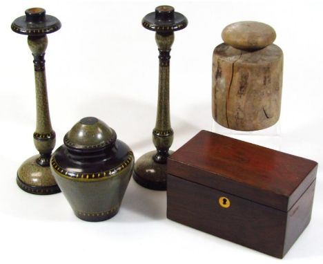 Various boxes, collectables, etc., comprising a 19thC rosewood tea caddy of rectangular outline with sectional interior and o