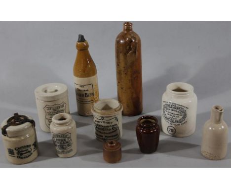 Various stoneware advertising pieces etc., to include a John O' Gaunt Stilton jar, 12cm high, another Stilester, Moir & Sons 