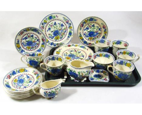A Mason's Ironstone Regency pattern part tea service, to include cups, 7cm high, plates, side plates, jug, etc. (a quantity)
