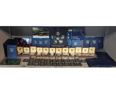 Coins-Mixed Elizabeth II commemorative and other coins, to include twelve boxed 1973 EEC 50 pence coins, a collection of 1966