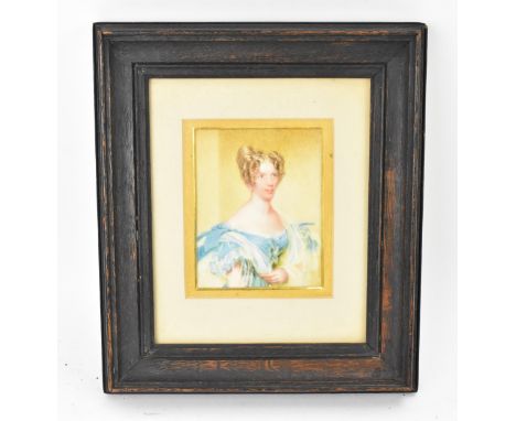 Thomas Marshall (1788-1874) British a miniature portrait on ivory of Mrs Francis Harries, signed lower right, within a glazed