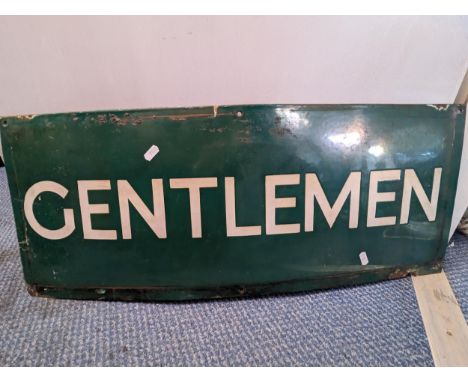A vintage green enamel advertising sign, signed 'Gentlemen' in white, 76cm x 30cmLocation: SL 