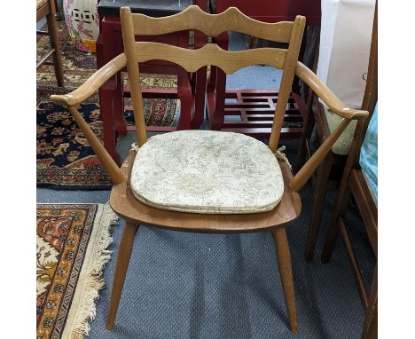 A 1960s Ercol model 493 beech and elm dining chair Location: LAM 