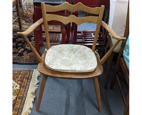 A 1960s Ercol model 493 beech and elm dining chair Location: LAM 