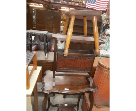 mahogany hall table , magazine rack & small stool