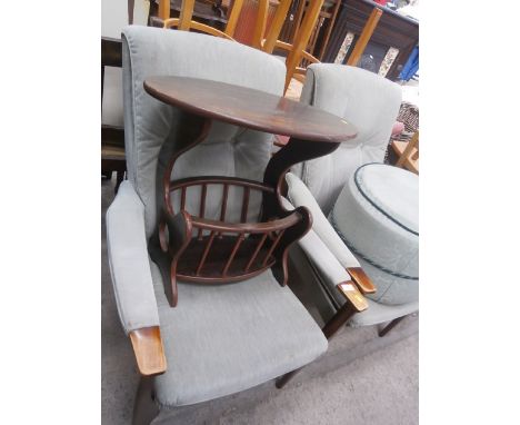 2 parker knoll armchairs,pouffe etc