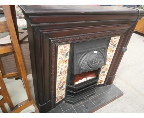 tiled mahogany fire surround