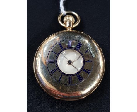 HALF HUNTER 18 CARAT GOLD CHRONOGRAPH POCKET WATCH WITH DIAMOND STEM. PERFECT CONDITION AND WORKING, BY THOMAS HUDSON OF HUDD