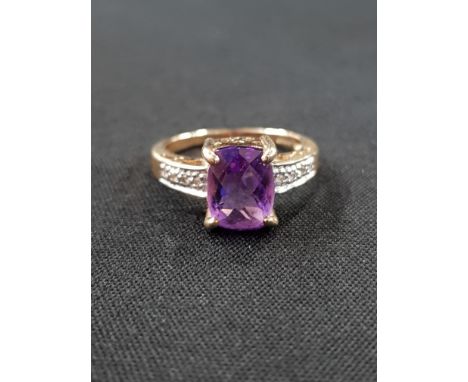 9 CARAT GOLD AMETHYST AND DIAMOND RING