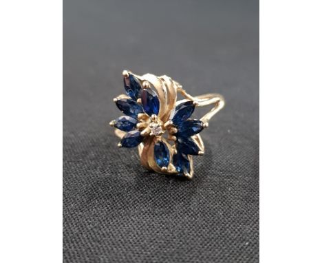 9 CARAT GOLD SAPPHIRE AND DIAMOND RING