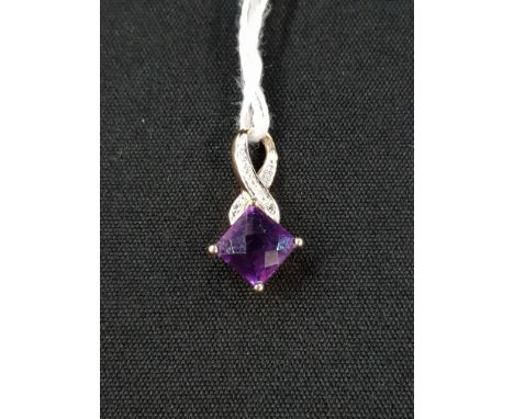 9 CARAT GOLD AMETHYST AND DIAMOND PENDANT