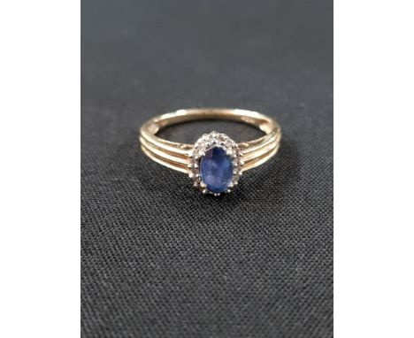 9 CARAT GOLD SAPPHIRE AND DIAMOND RING