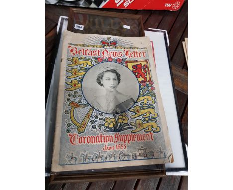 CORONATION NEWS LETTER, FRAMED CIGARETTE CARDS AND FRAME