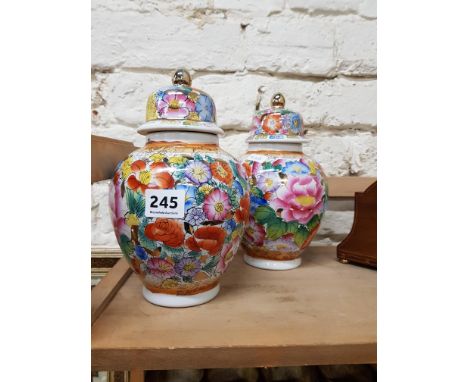 PAIR OF VINTAGE TEMPLE JARS 