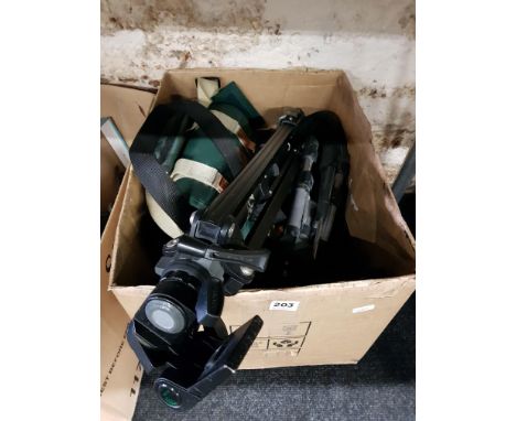 LARGE BOX OF CAMERAS , LENS AND ACCESSORIES 