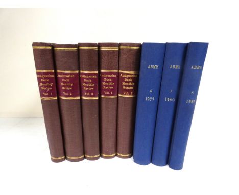 Antiquarian Book Monthly Review.&nbsp;&nbsp;8 bound vols. of this periodical commencing with vol. 1 no. 1. Illus. &amp; adver