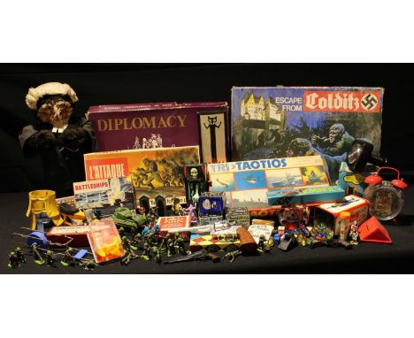 Toys and Juvenalia - board games including Escape From Colditz, L'Attaque, Tri-Tactics, etc; a London Owl Company figure of a