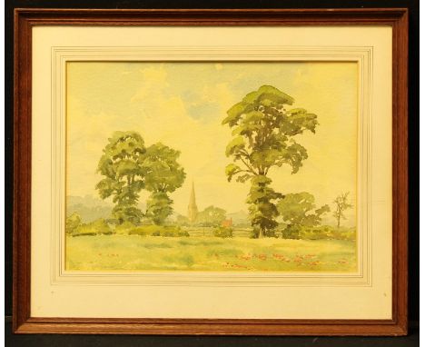 Elizabeth R Davis  Sherbourne Church from West Hamsigned, watercolour, 27cm x 37.5cm 