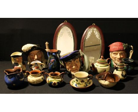 Ceramics and Glass - a Royal Doulton character jug, Captain Ahab; others, Lumberjack and Aramis; a pair of gypsy type mirrore