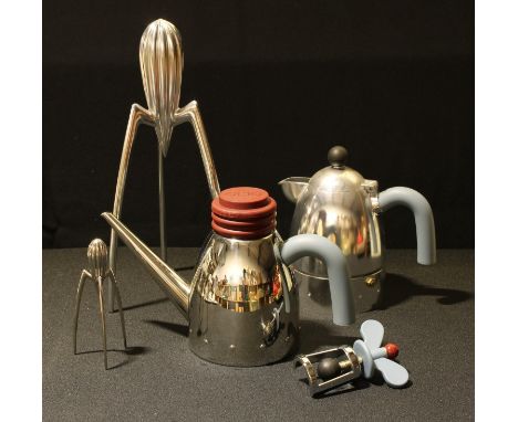 Italian Design - an Alessi olive oil bottle; others, coffee pot, citrus squeezer, bottle stopper, etc (5) 