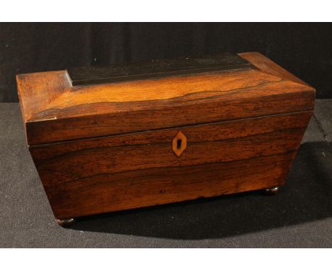 A Regency rosewood sarcophagus tea caddy, 32cm wide 