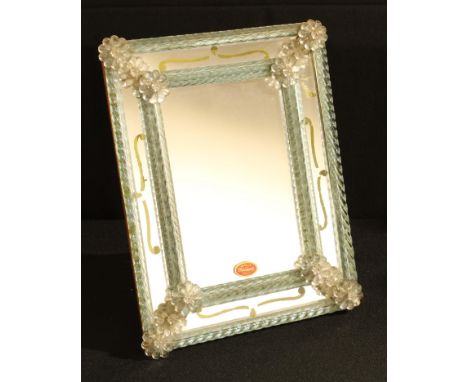 A mid 20th century Murano glass vanity mirror, easel back, 32cm x 24cm 