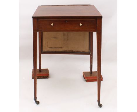 A late-George III inlaid and crossbanded rosewood writing table or 'screen table' in the manner of Thomas Sheraton - the rect
