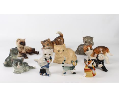 A small collection of china figures of Cats and Kittens by Goebel - including three by Rosina Wachtmeister, 7.4 cm to 8.3 cm 