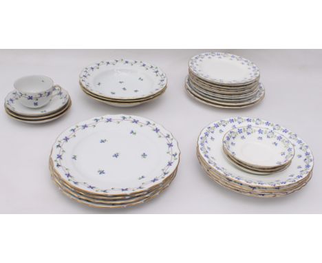 A small collection of Herend Cornflower Blue Garland pattern dinner ware - blue printed and impressed factory marks, comprisi
