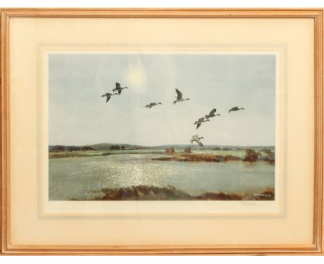 Peter Scott (British, 1909-1989) 'The Upland Pool - Pintails' limited edition colour lithograph, signed in pencil lower right