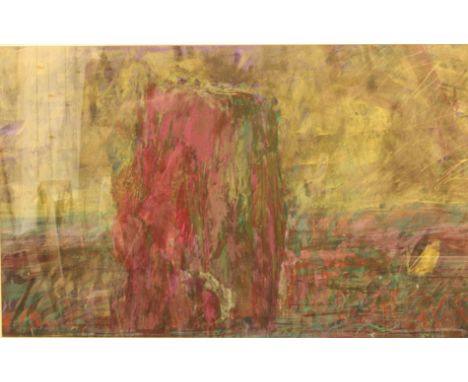 Thomas Denny (British, b.1956) Abstract landscape watercolour, unsigned 17¼ x 28 in (43.8 x 71.2 cm), light oak frame (68.25 