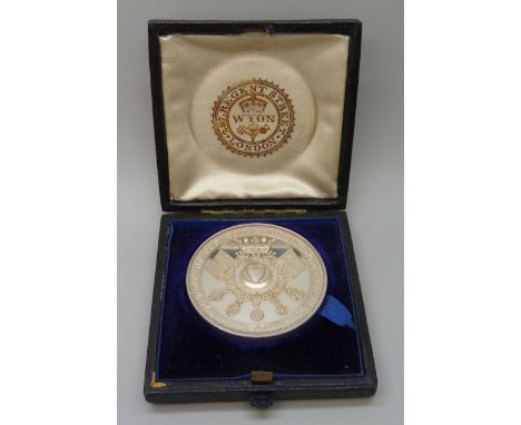 A Victorian medallion, The Royal North Down Rifles, James R. Mitchell 1891, cased