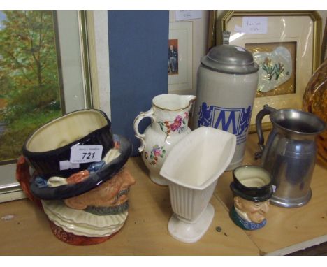 2 TOBY JUGS, EARTHENWARE STEIN, ROYAL WORCESTER JUG ETC