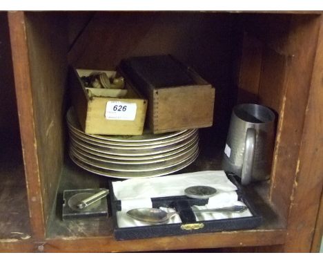 PICTURE PLATES, CHESS PIECES ETC PLUS COMPASS, JAM SPOON 2 CROWNS AND TANKARD 