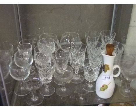 QUANTITY OF GLASSES AND ROYAL WORCESTER OIL BOTTLE
