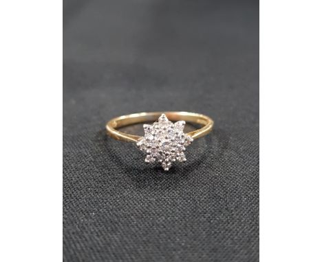 18 CARAT GOLD AND DIAMOND CLUSTER RING 