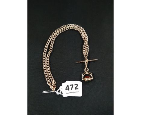 9 CARAT GOLD ALBERT CHAIN WITH SWIVEL FOB CIRCA 44.5G 