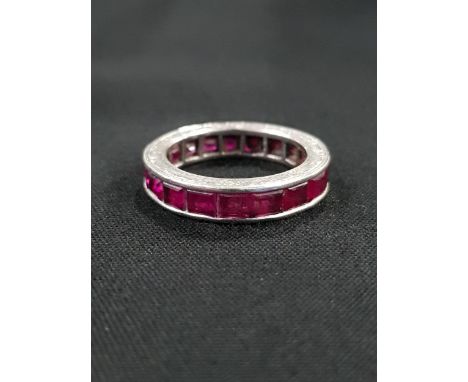 PLATINUM &amp; RUBY ETERNITY RING 