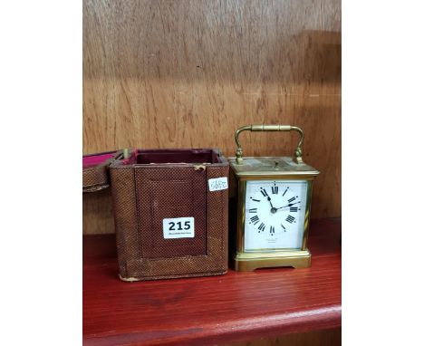 ANTIQUE BRASS STRIKING CARRIAGE CLOCK &amp; CASE 