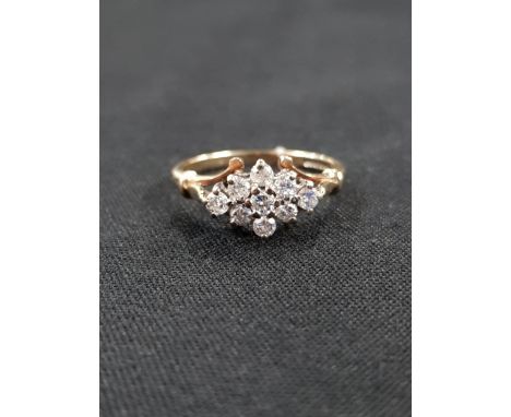 9 CARAT YELLOW GOLD DIAMOND CLUSTER RING WITH 0.33 CARAT OF DIAMONDS 
