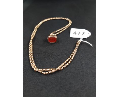 9 CARAT GOLD CHAIN AND FOB ( NOT HALLMARKED BUT TESTED TO) 