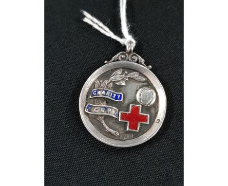 SILVER AND ENAMEL FOOTBALL MEDAL - CHARITY CUP DATED 1913-14